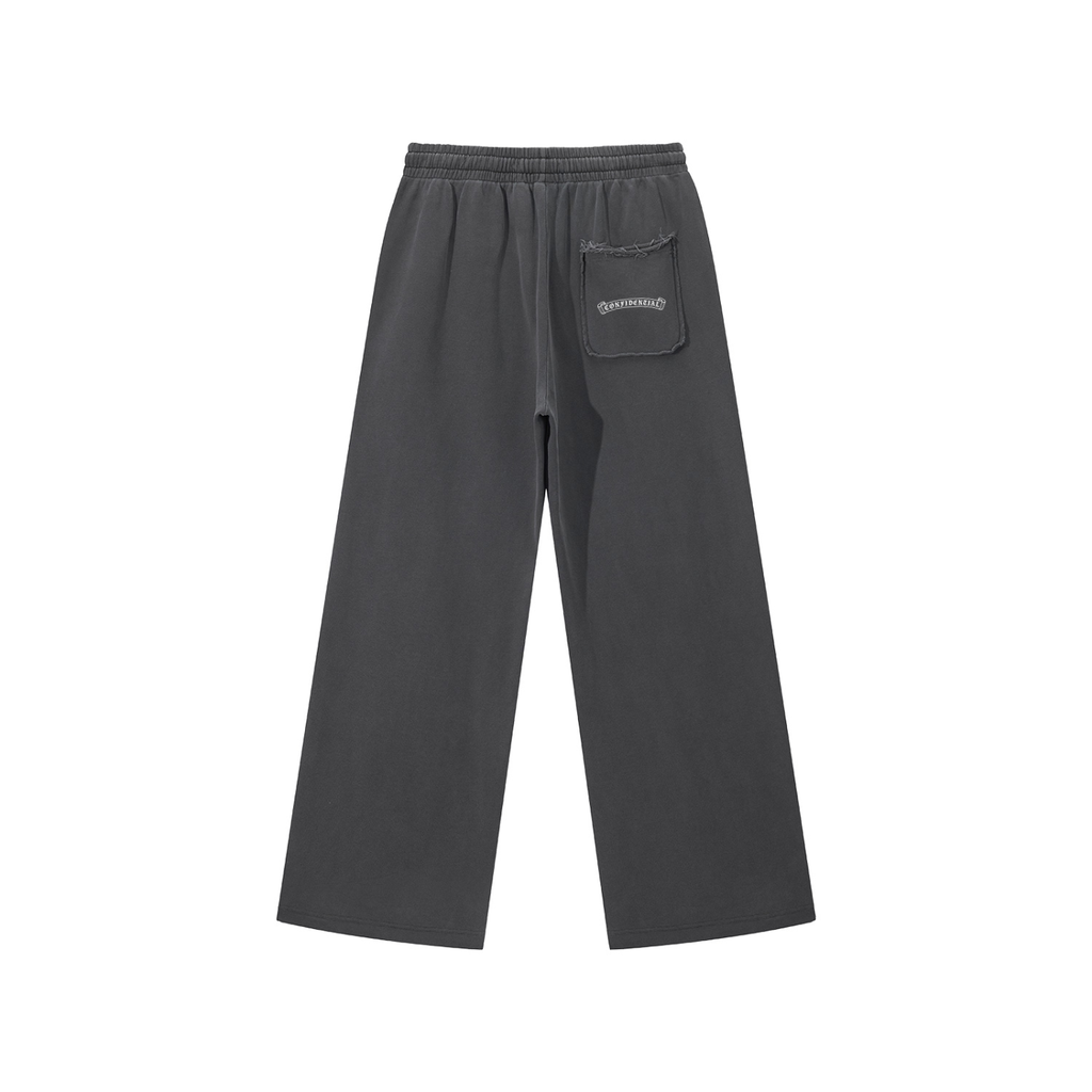 "SCROLL" Raw Hem Sweatpants (Dark Gray)