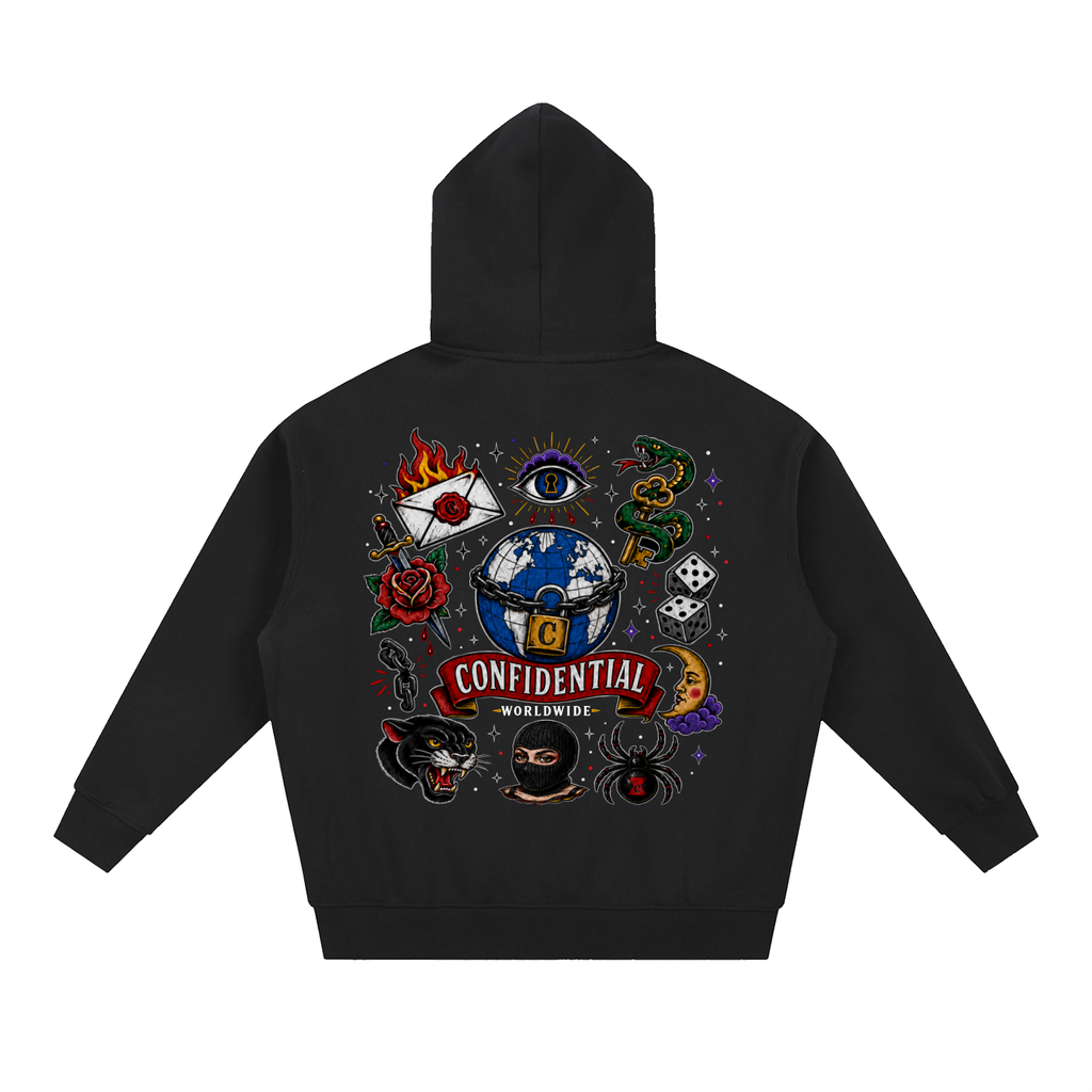 "TRADITIONAL" Zip-Up Boxy Hoodie