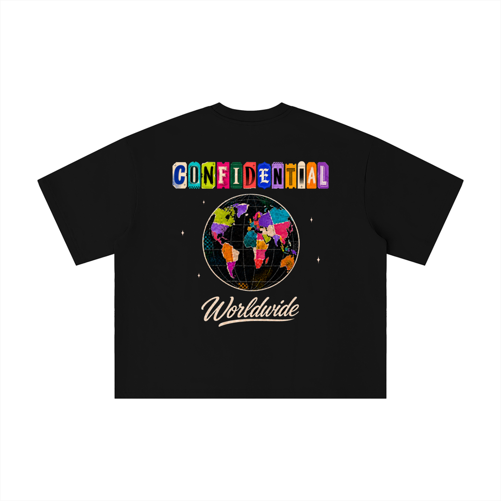 "WORLDWIDE SCRAPBOOK" Boxy Oversized T-Shirt