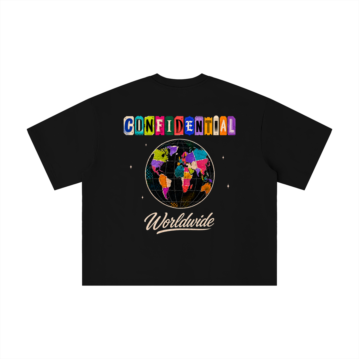 "WORLDWIDE SCRAPBOOK" Boxy Oversized T-Shirt