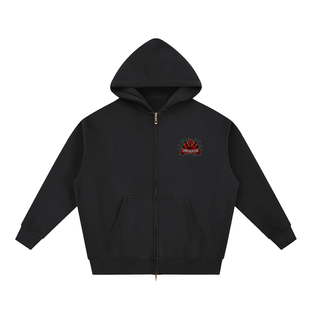"TRADITIONAL" Zip-Up Boxy Hoodie