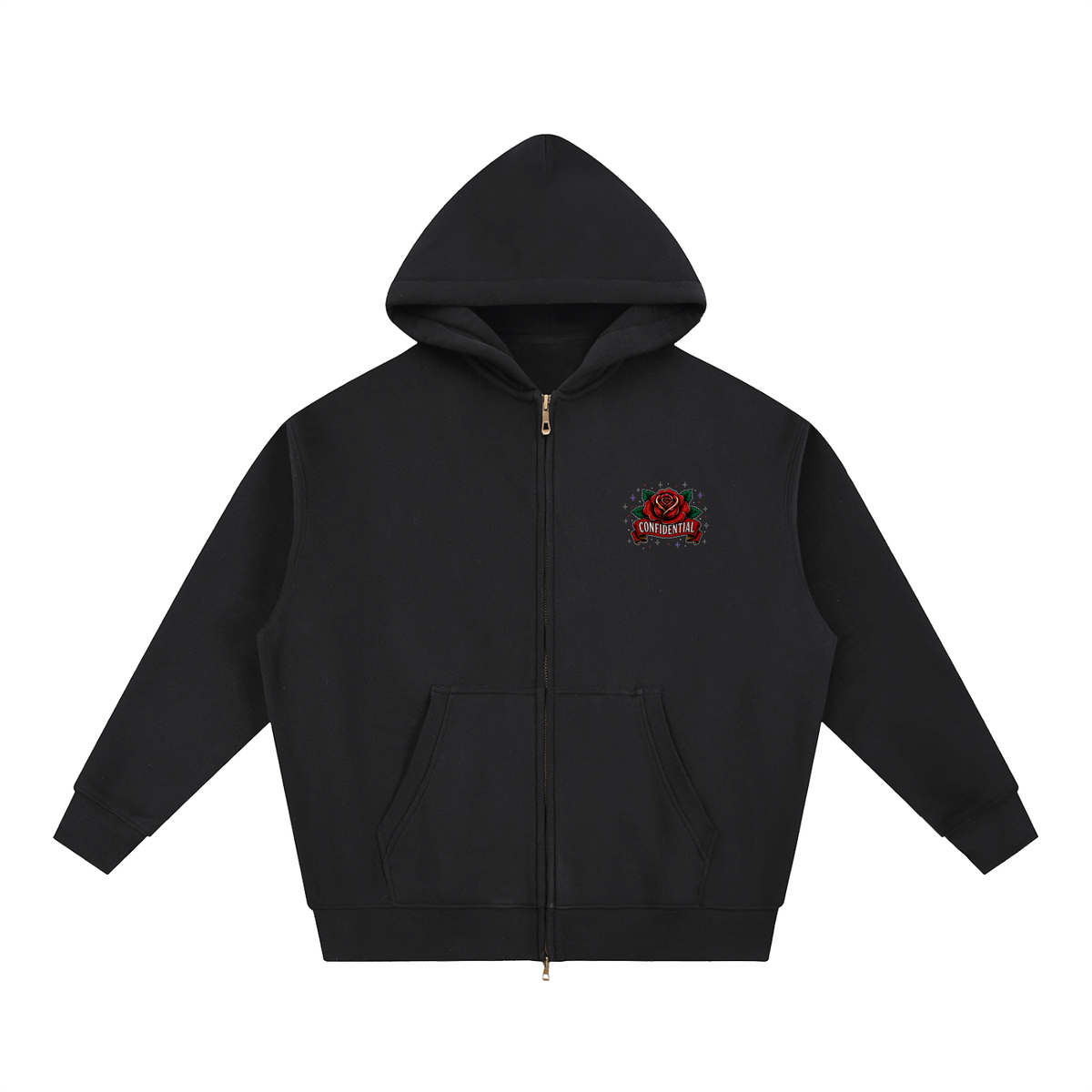 "TRADITIONAL" Zip-Up Boxy Hoodie