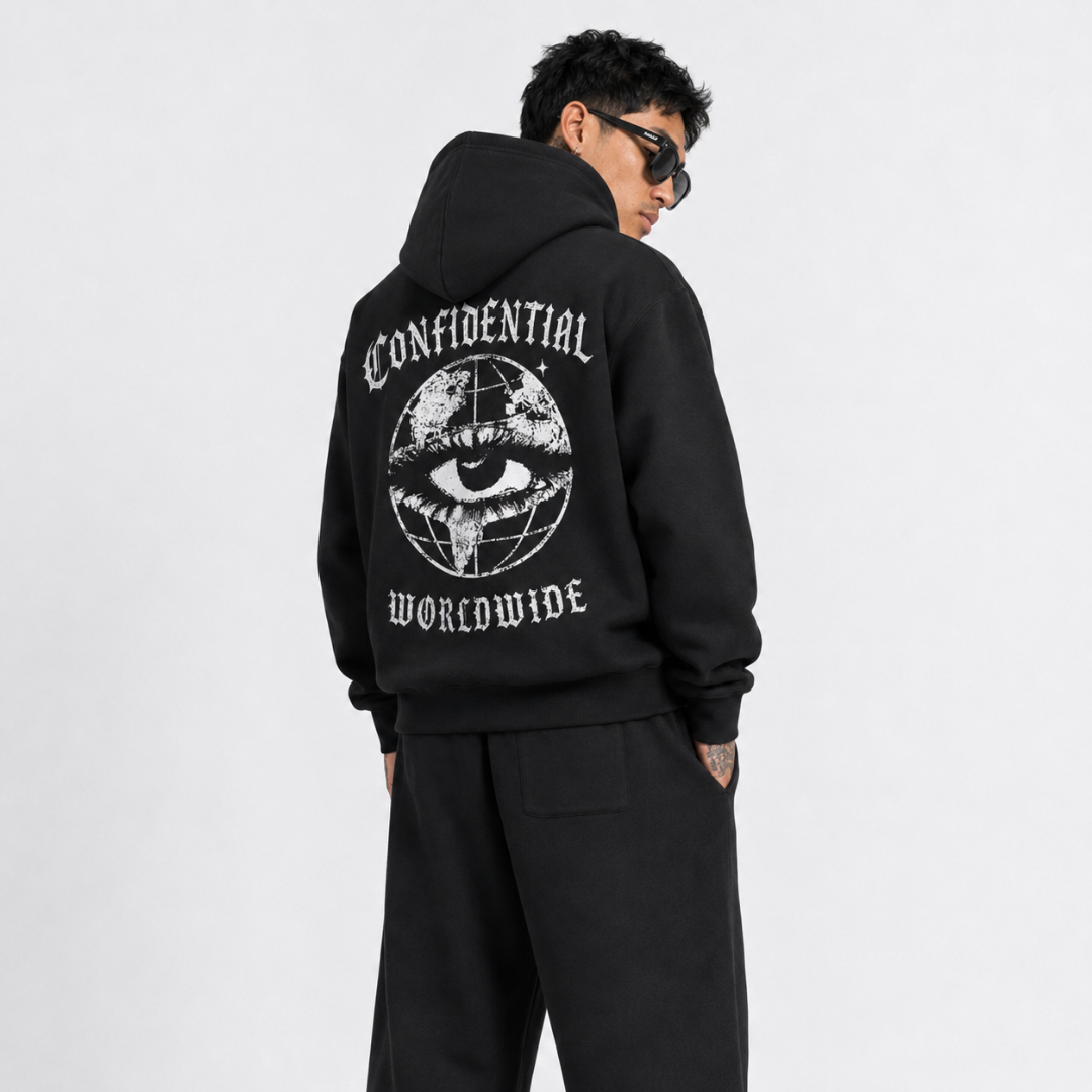 "WORLDWIDE VI$ION" Boxy Hoodie