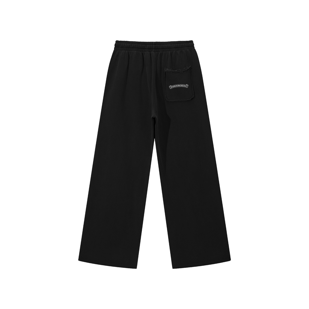 "SCROLL" Raw Hem Sweatpants (Black)