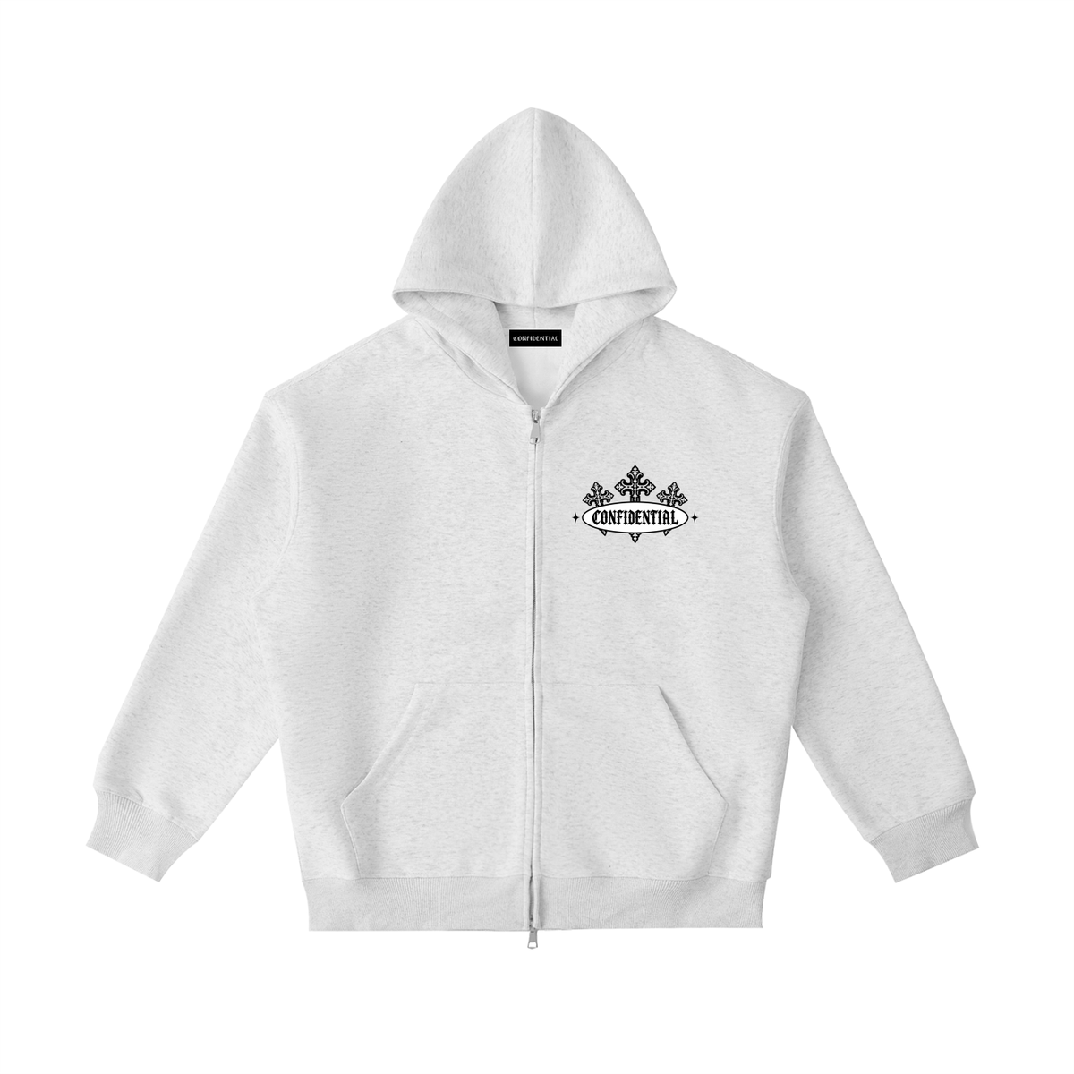 "SACRED" Zip-Up Hoodie (Gray)