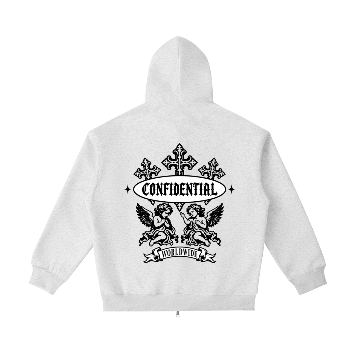 "SACRED" Zip-Up Hoodie (Gray)