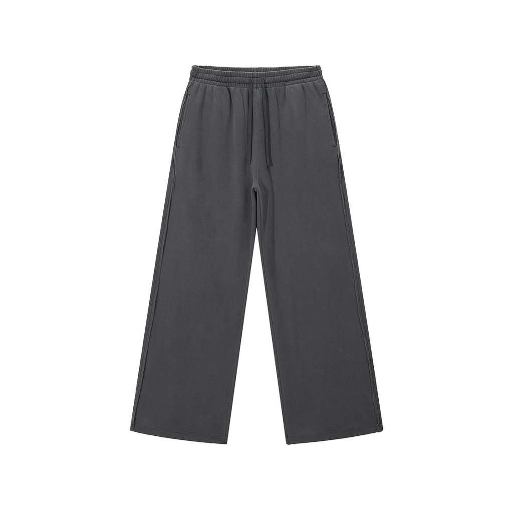 "SCROLL" Raw Hem Sweatpants (Dark Gray)