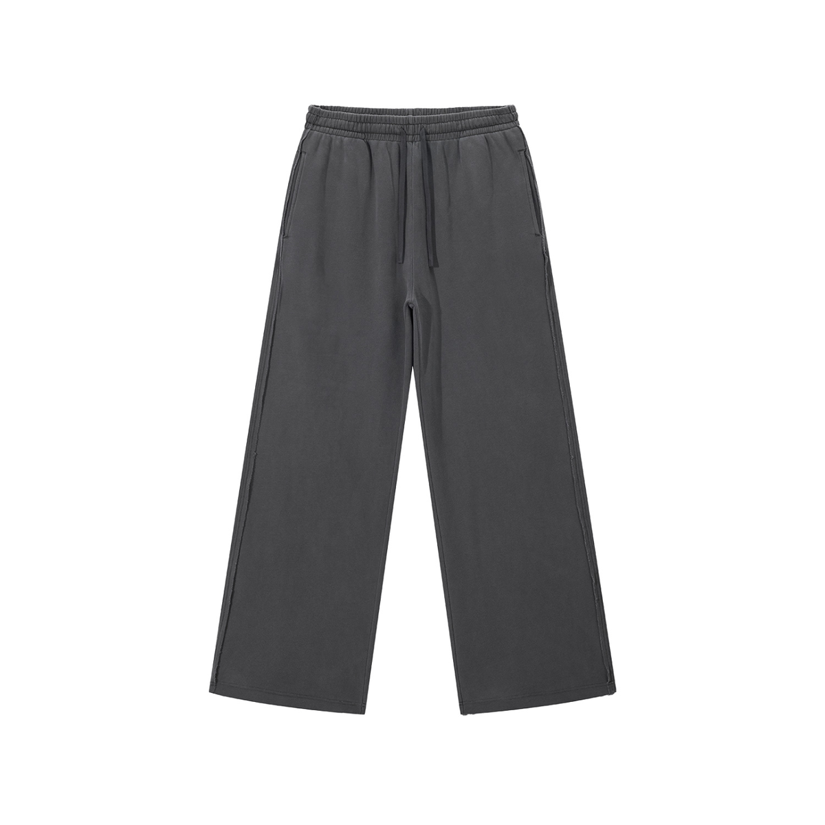 "SCROLL" Raw Hem Sweatpants (Dark Gray)