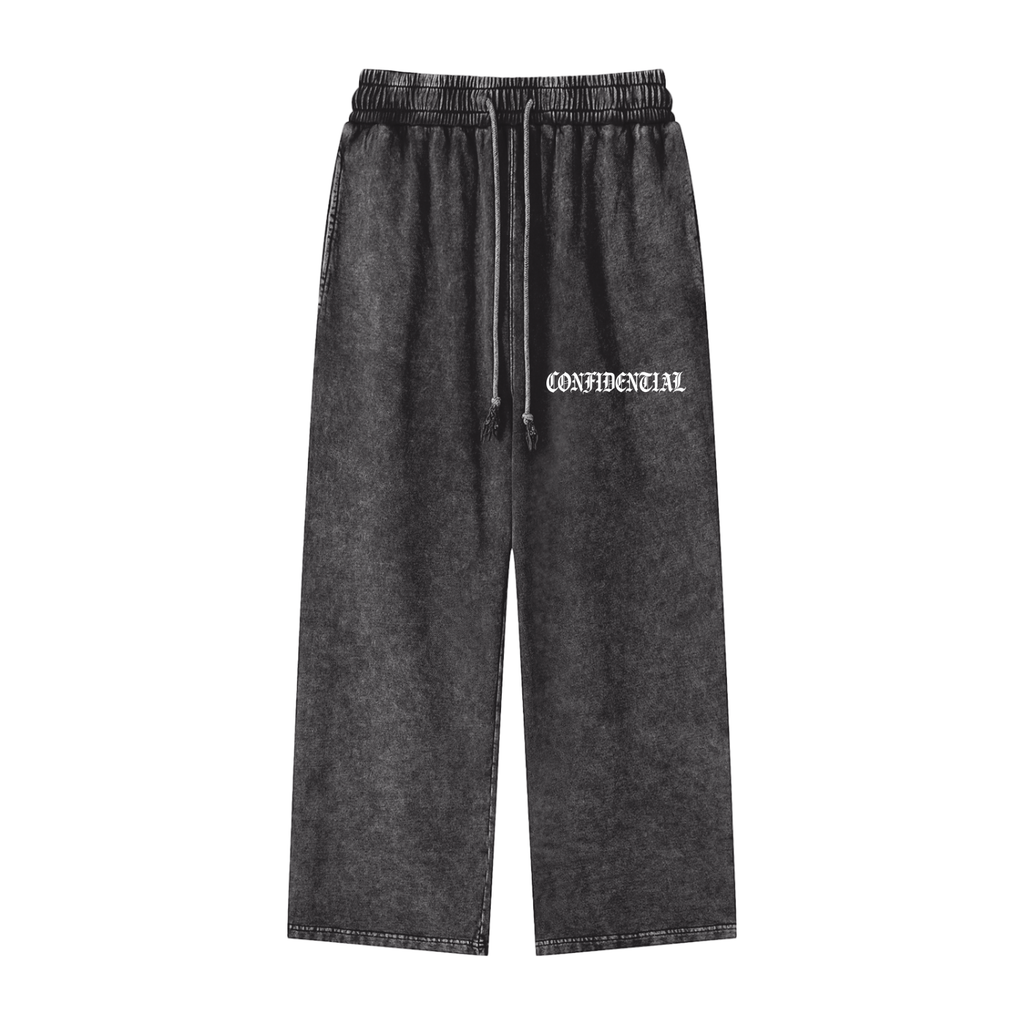 "OLD ENGLISH" Straight-Leg Pants (Acid Washed Black)